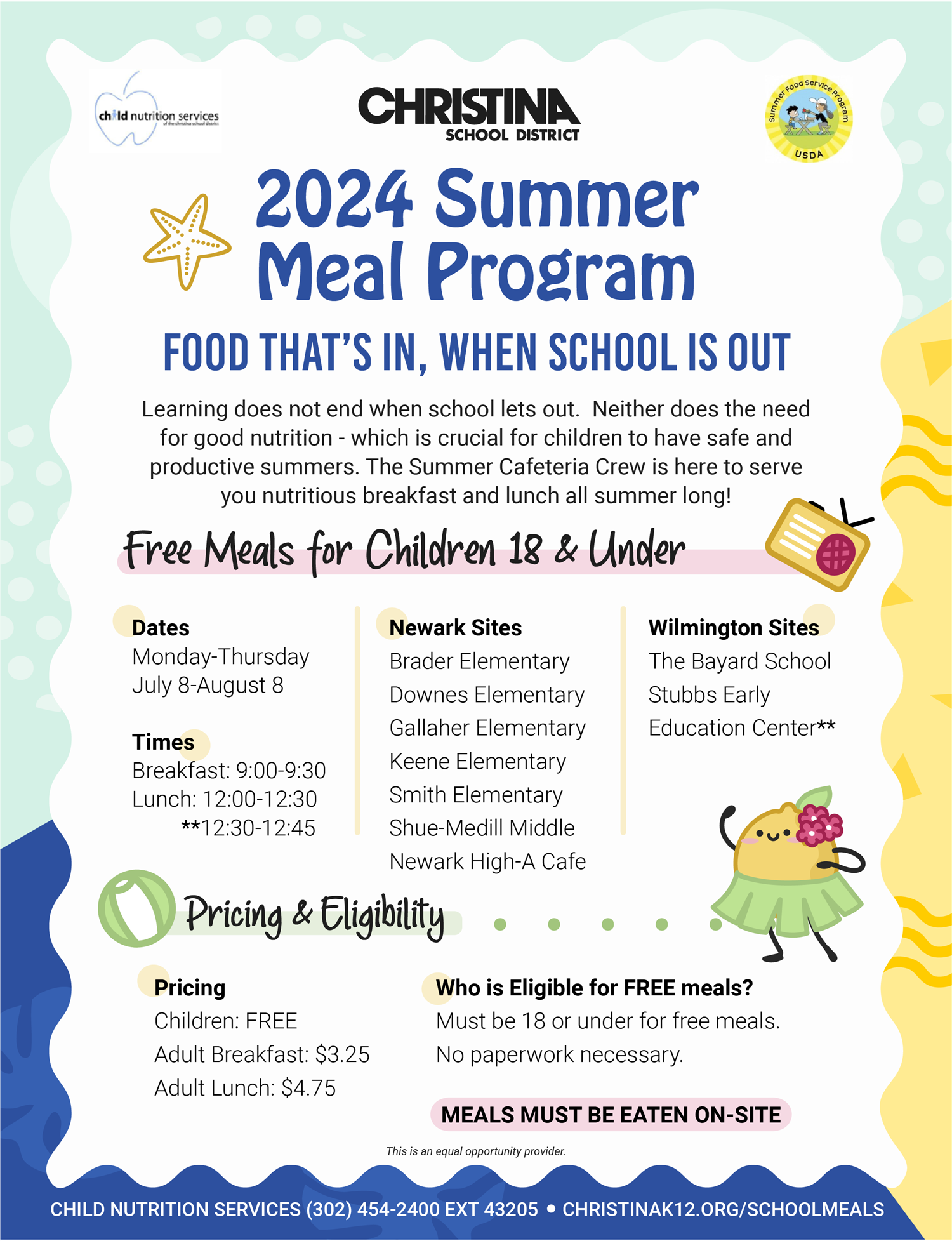 thumbnail screenshot of the Summer Meal Program flyer in english
